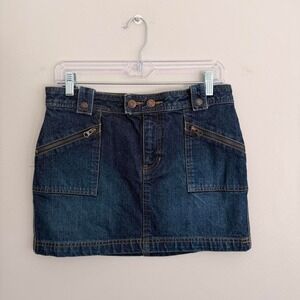 Y2K OLD NAVY BLUE JEANS DARKWASH DENIM MINI‎ SKIRT